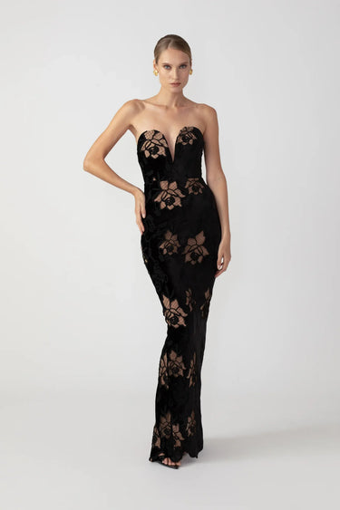 SAU LEE Viola Velvet Gown - Black / 00
