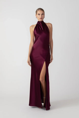 SAU LEE | Penelope Backless Satin Gown | Penelope Backless Satin Gown - Bordeaux / 00