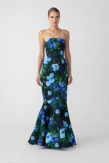 SAU LEE Winona Strapless Gown - Blue Multi / 00