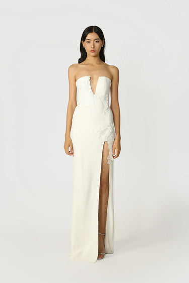 SAU LEE Flora Strapless Gown - White / 00