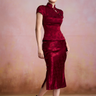 SAU LEE | Ren Satin Jacquard Skirt | Ren Satin Jacquard Skirt - Red Sangria / 00