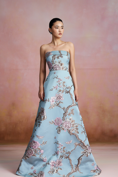 SAU LEE | Jordana Brocade Gown | Jordana Brocade Gown - Blue Ash / 00