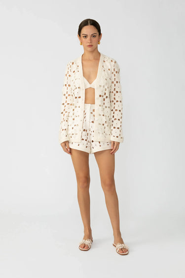 SAU LEE Myko Crochet Cardigan - White / 00