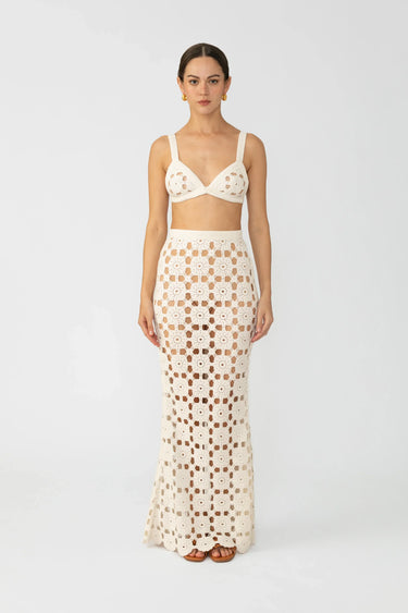 SAU LEE Myko Crochet Skirt - White / 00