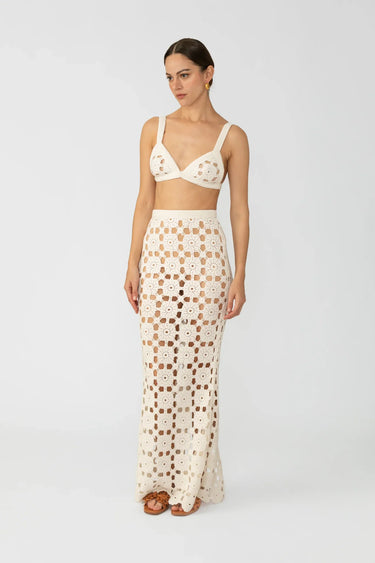 SAU LEE Myko Crochet Skirt - White / 00