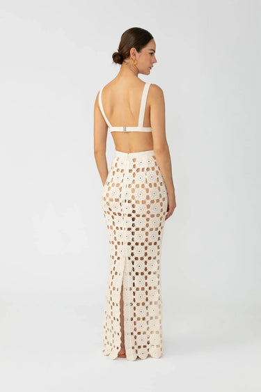 SAU LEE Myko Crochet Skirt - White / 00