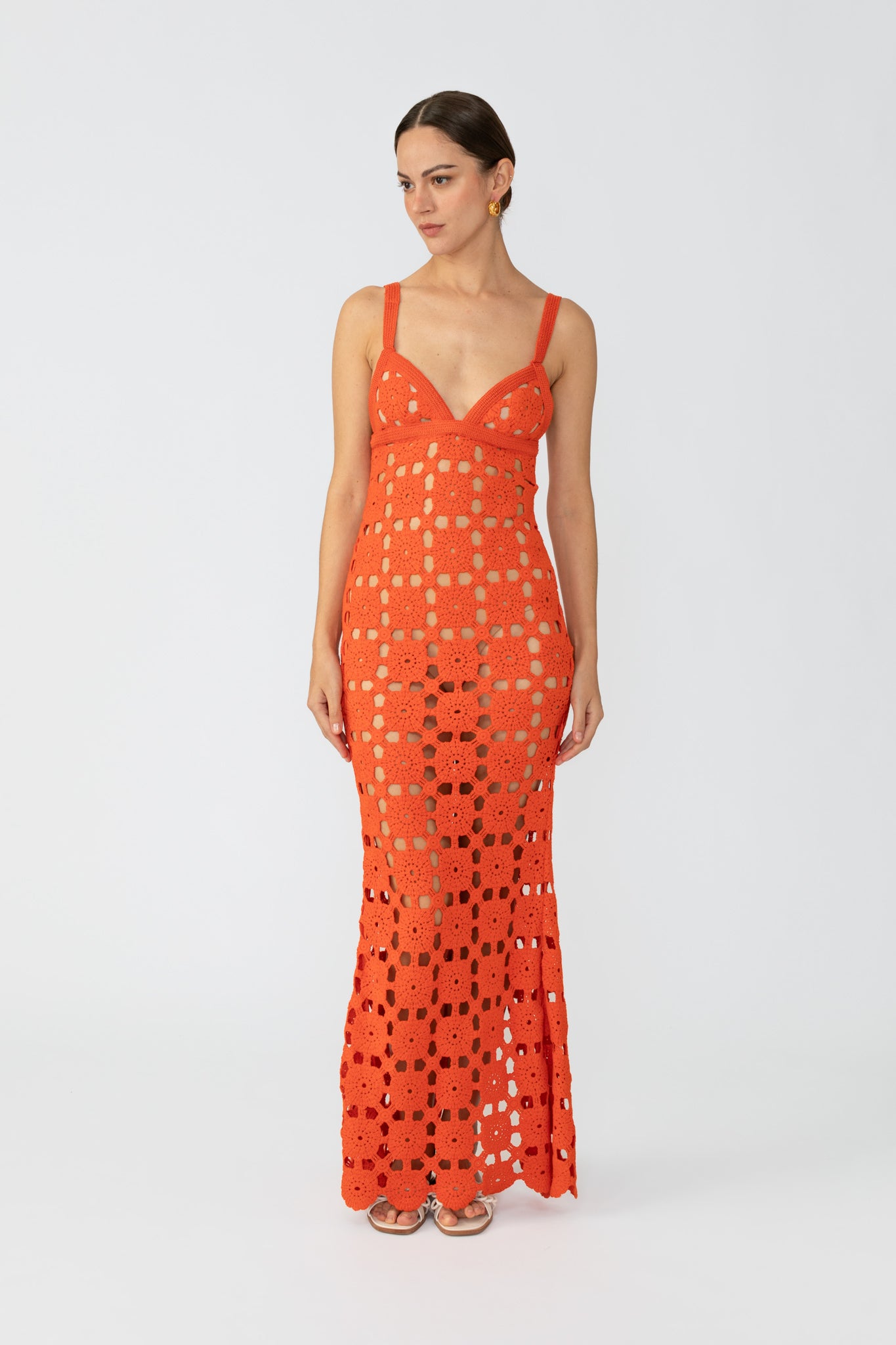 SAU LEE Mila Crochet Dress - Orange / 00