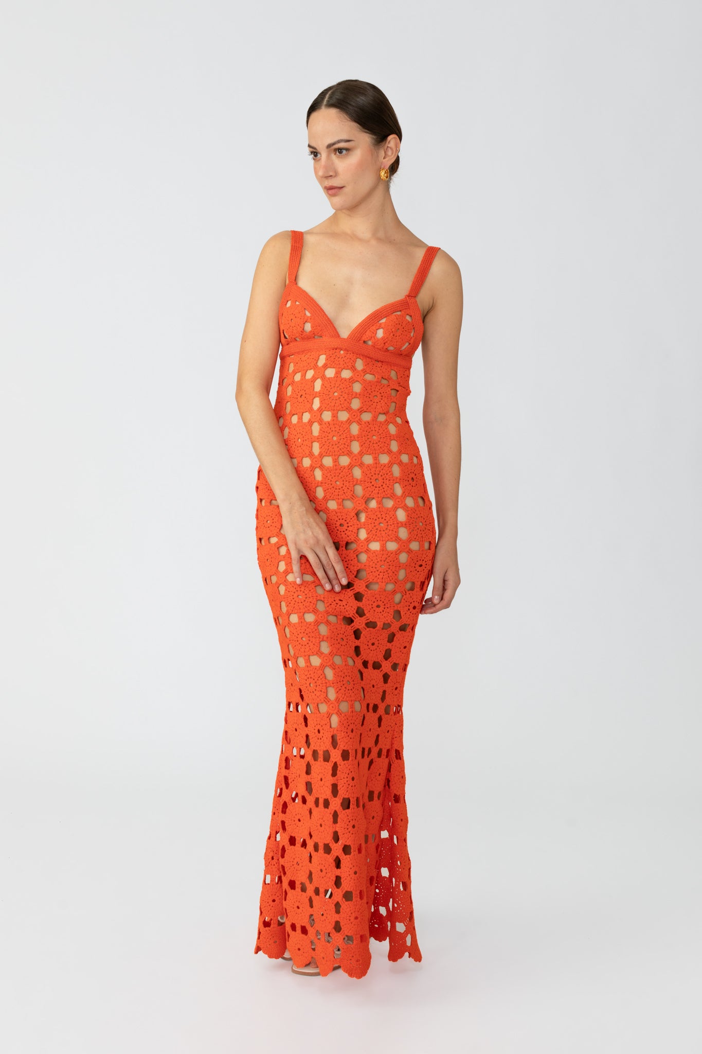 SAU LEE Mila Crochet Dress - Orange / 00