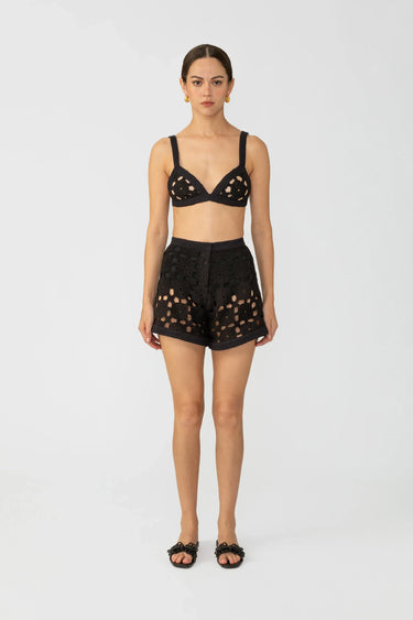 SAU LEE Myko Crochet Shorts - Black / 00