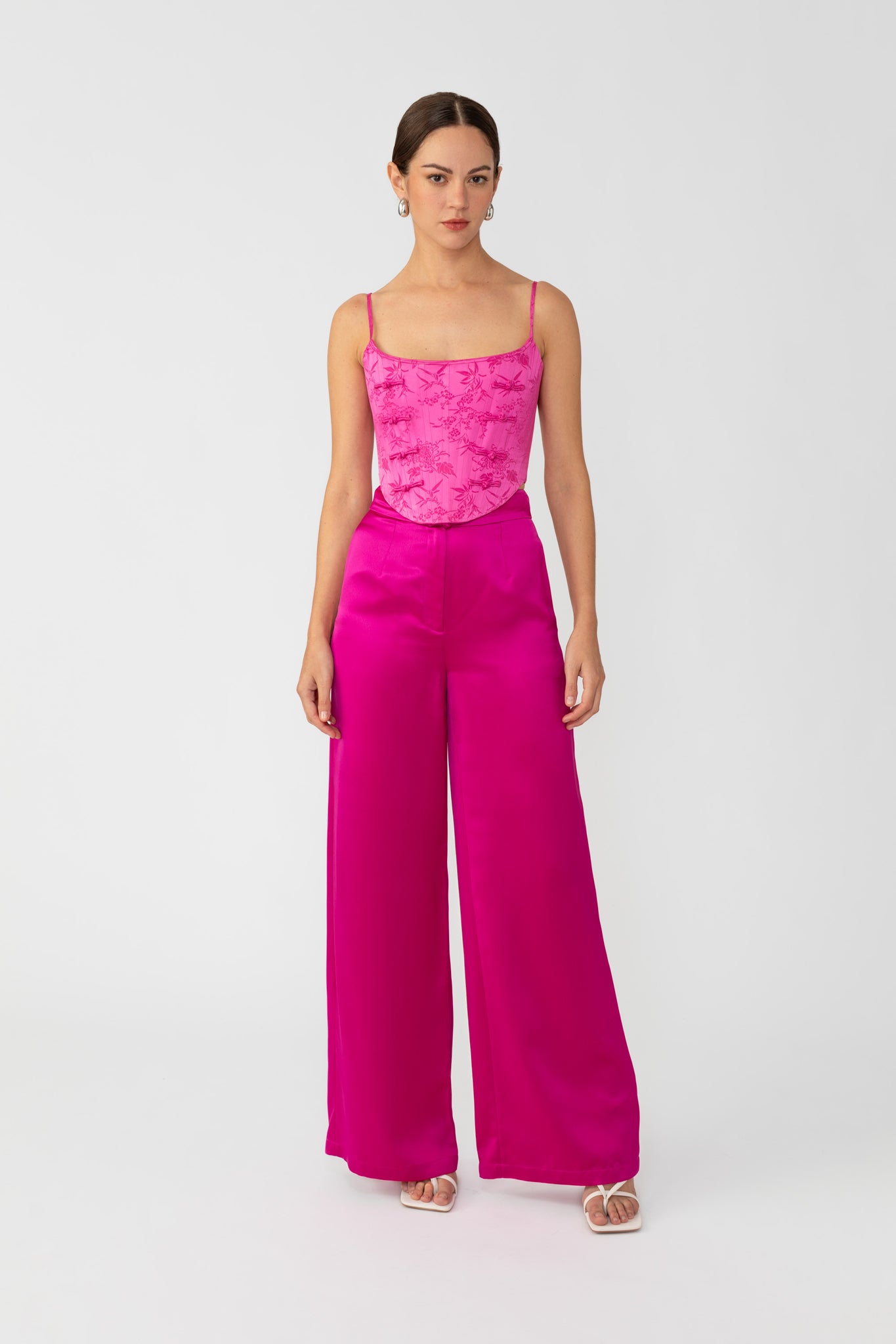 SAU LEE Padma Satin Pant - Magenta Pink / 00