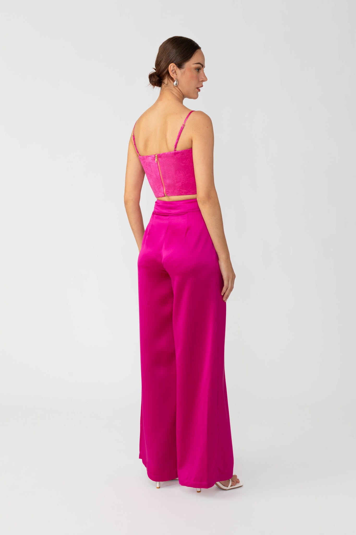 SAU LEE Padma Satin Pant - Magenta Pink / 00