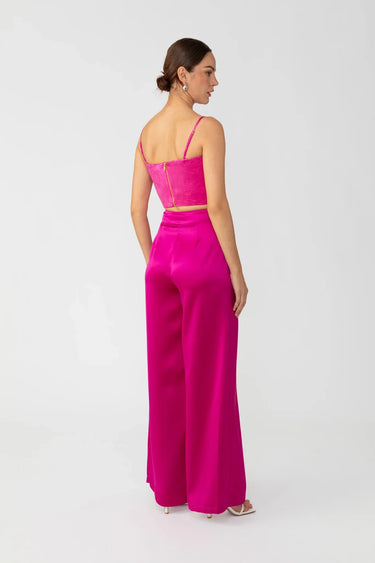 SAU LEE Padma Satin Pant - Magenta Pink / 00