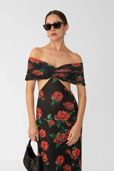 SAU LEE Katrina Maxi Dress - Black Multi / 00