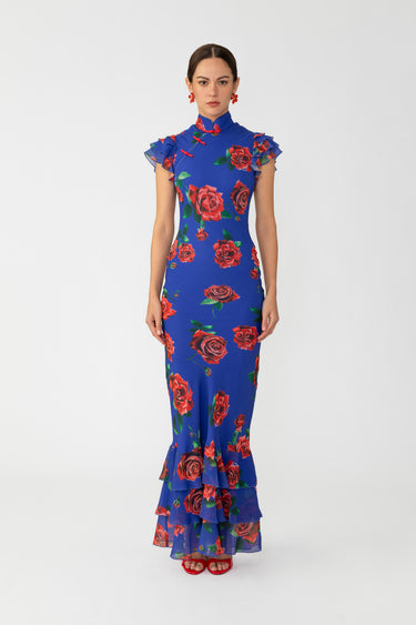 SAU LEE Gemma Rosa Maxi Dress - Blue Multi / 00