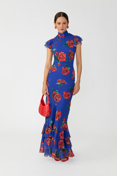 SAU LEE Gemma Rosa Maxi Dress - Blue Multi / 00