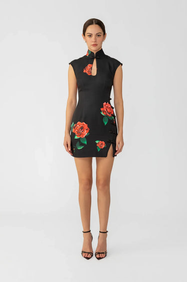 SAU LEE Raya Rosa Mini Dress - Black Multi / 00