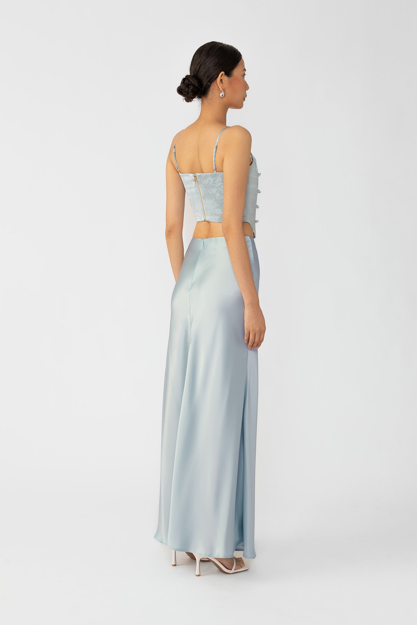 SAU LEE Pia Satin Skirt - Powder Blue / 00