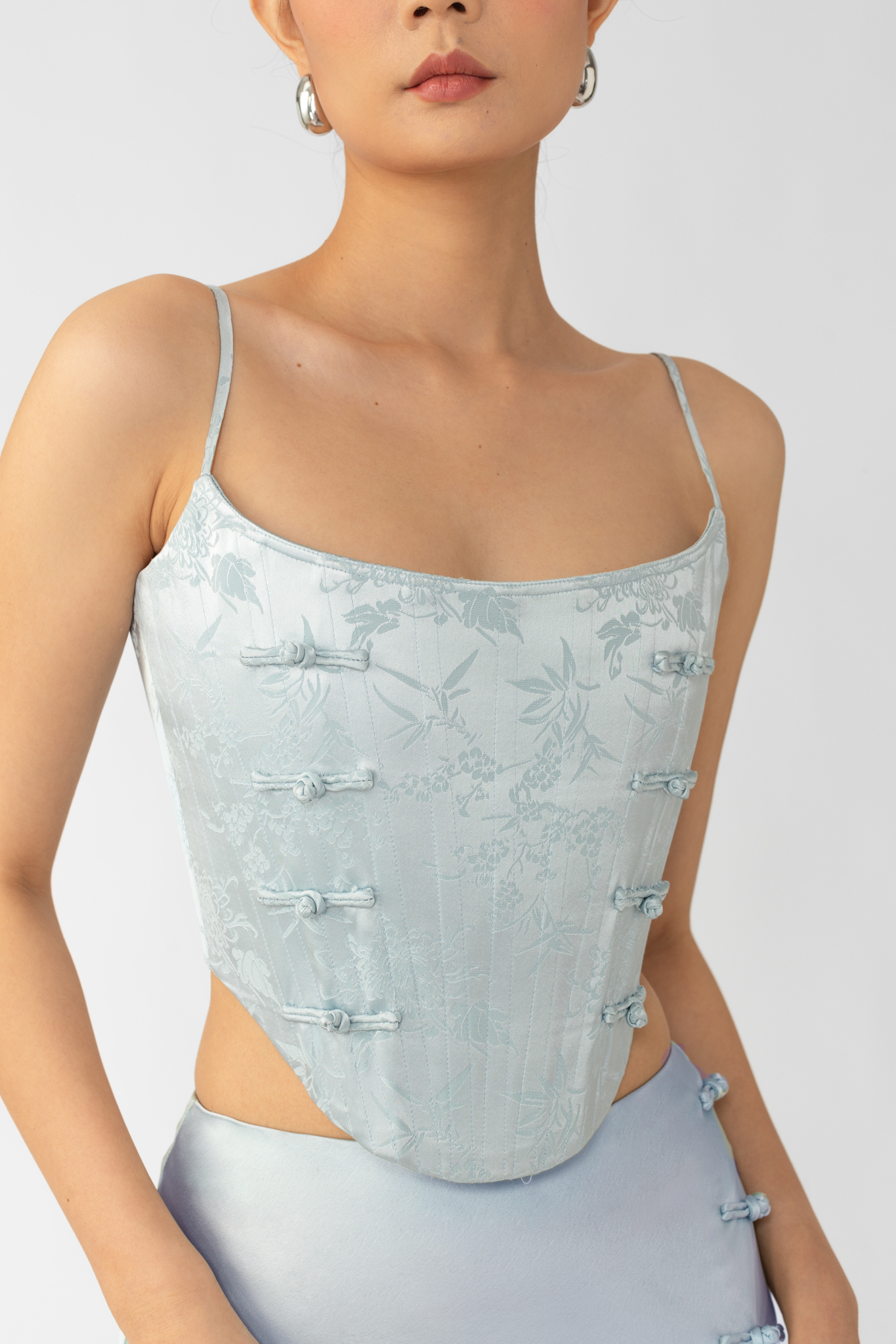 SAU LEE Nadia Corset Top - Powder Blue / 00