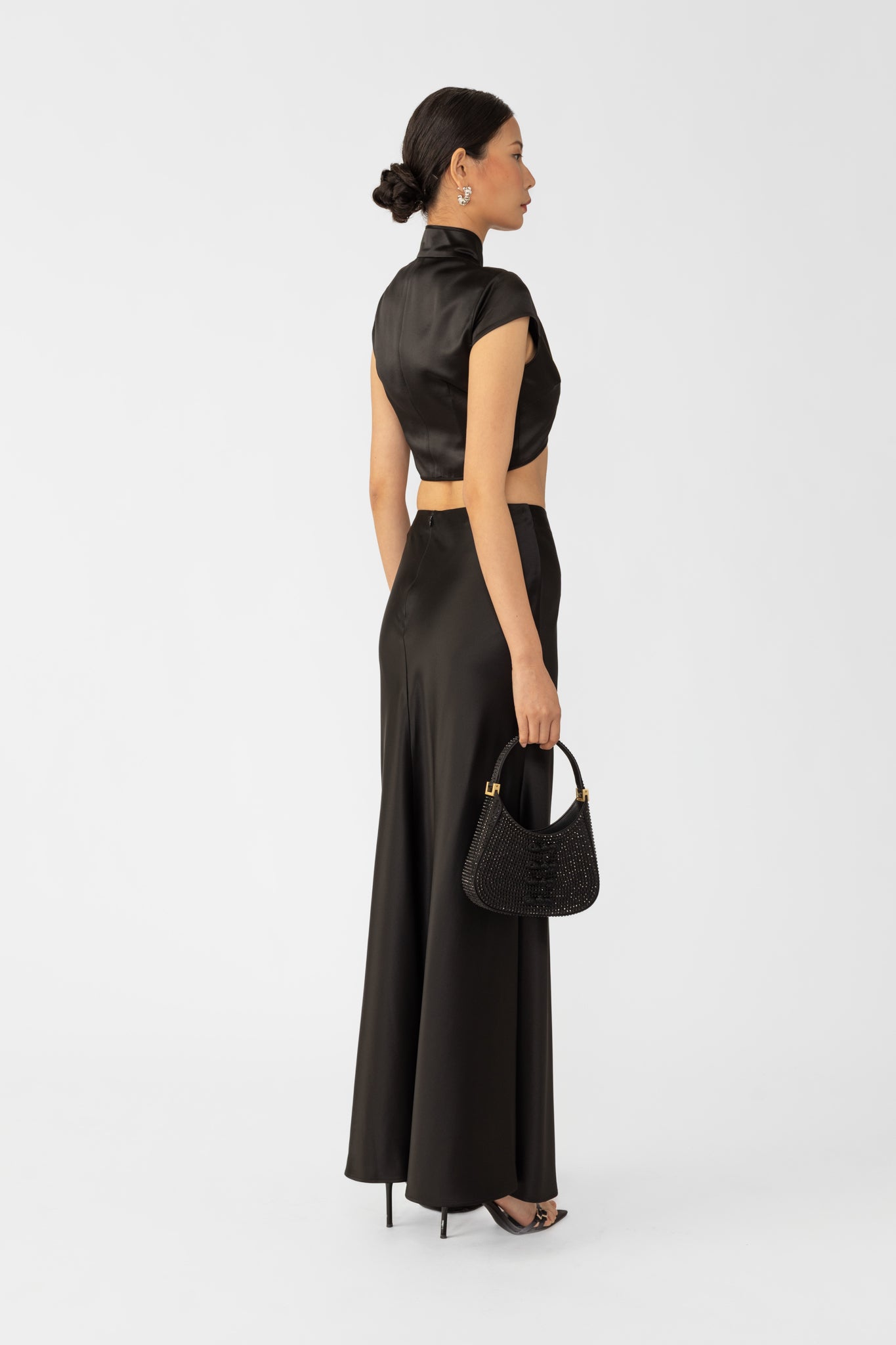 SAU LEE Peggy Satin Top - Black / 00