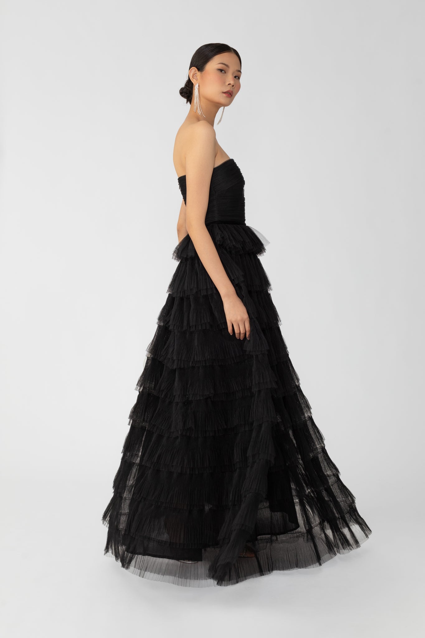 SAU LEE Scarlette Tulle Gown - Black / 00
