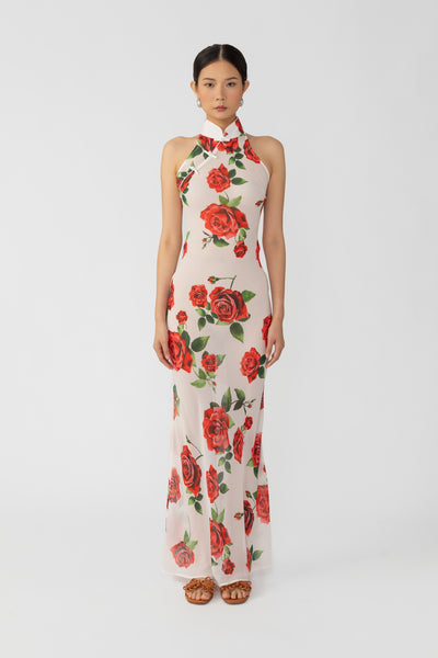 The Pink Square Neck Floral Ruched Midi Dress & Reviews