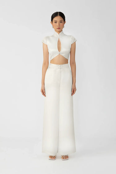 SAU LEE Padma Satin Pant - Ivory / 00