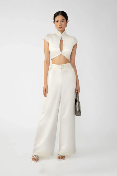 SAU LEE Padma Satin Pant - Ivory / 00
