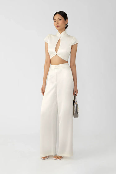 SAU LEE Padma Satin Pant - Ivory / 00