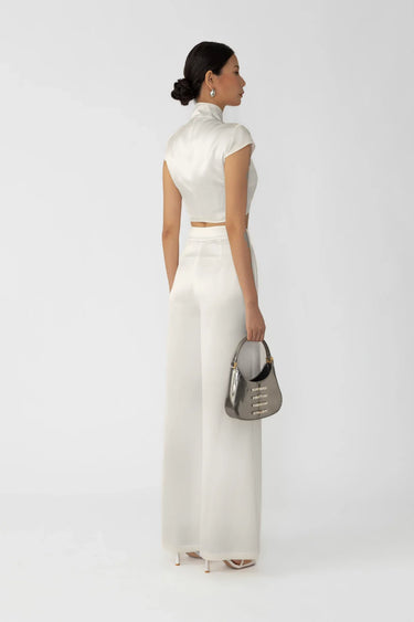 SAU LEE Padma Satin Pant - Ivory / 00