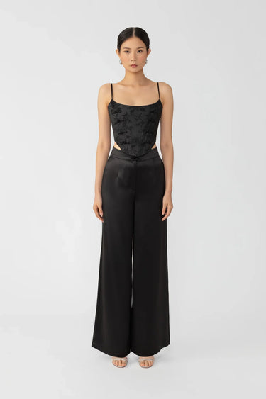 SAU LEE Padma Satin Pant - Black / 00