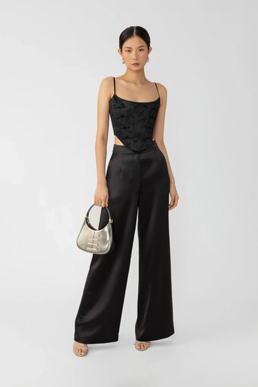 SAU LEE Padma Satin Pant - Black / 00