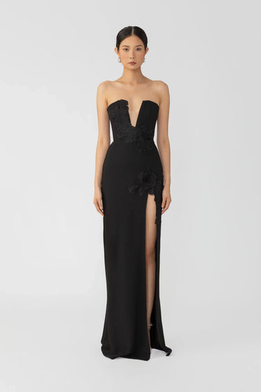 SAU LEE Flora Strapless Gown - Black / 00