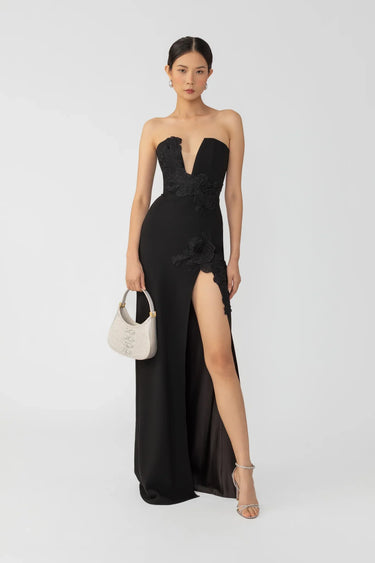 SAU LEE Flora Strapless Gown - Black / 00