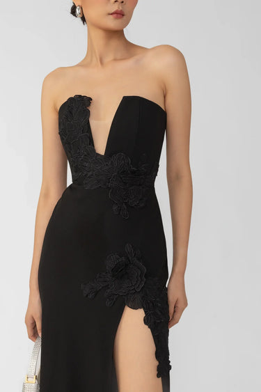 SAU LEE Flora Strapless Gown - Black / 00