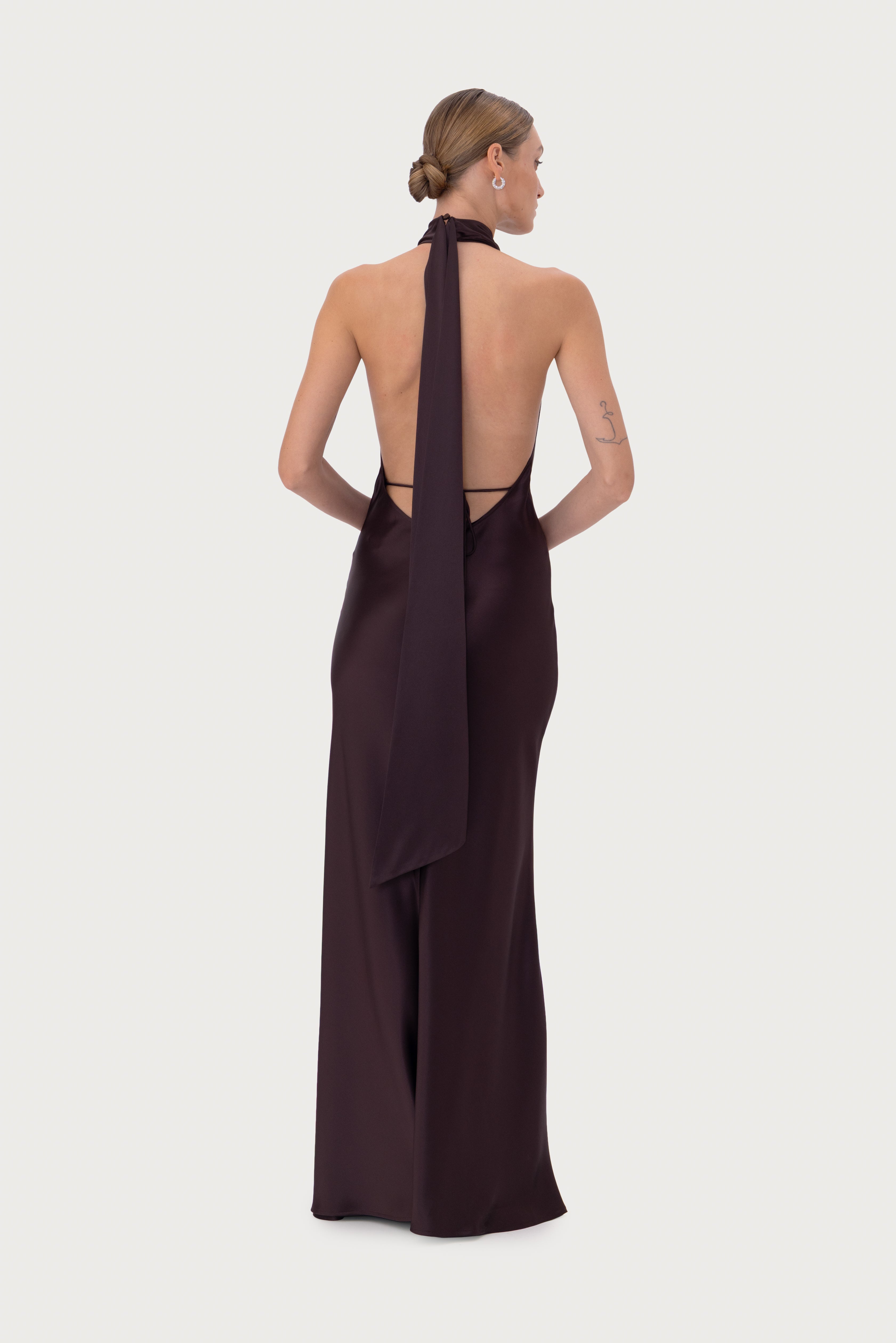 sau lee halter dress SAU LEE Pearl Satin Gown, Dusty Lavender