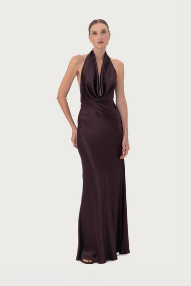 SAU LEE | Pearl Satin Gown | Pearl Satin Gown - Espresso / 00