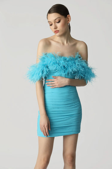 SAU LEE Chelsea Mini Dress - Aqua / 00