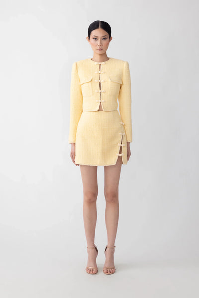 Ida Tweed Skirt in Butter Yellow | SAU LEE Official Website