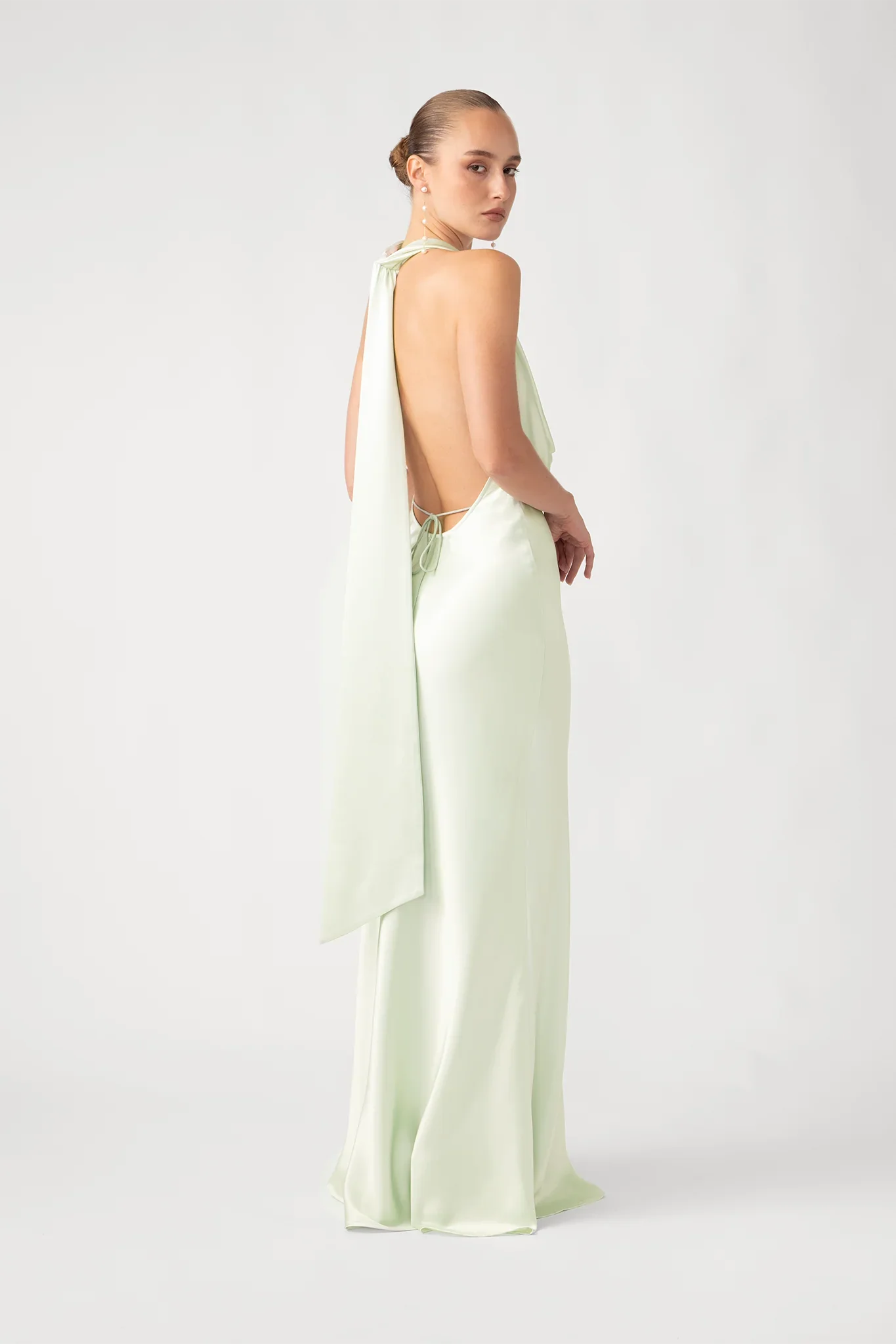 sau lee pearl satin dress Light Blue Satin Sau Lee Gown by Sau Lee