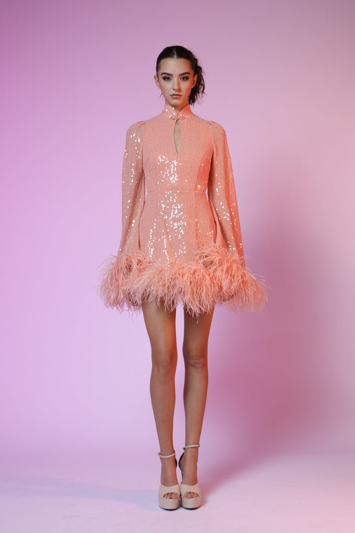 Bianca Mini Dress - SAU LEE #color_peach