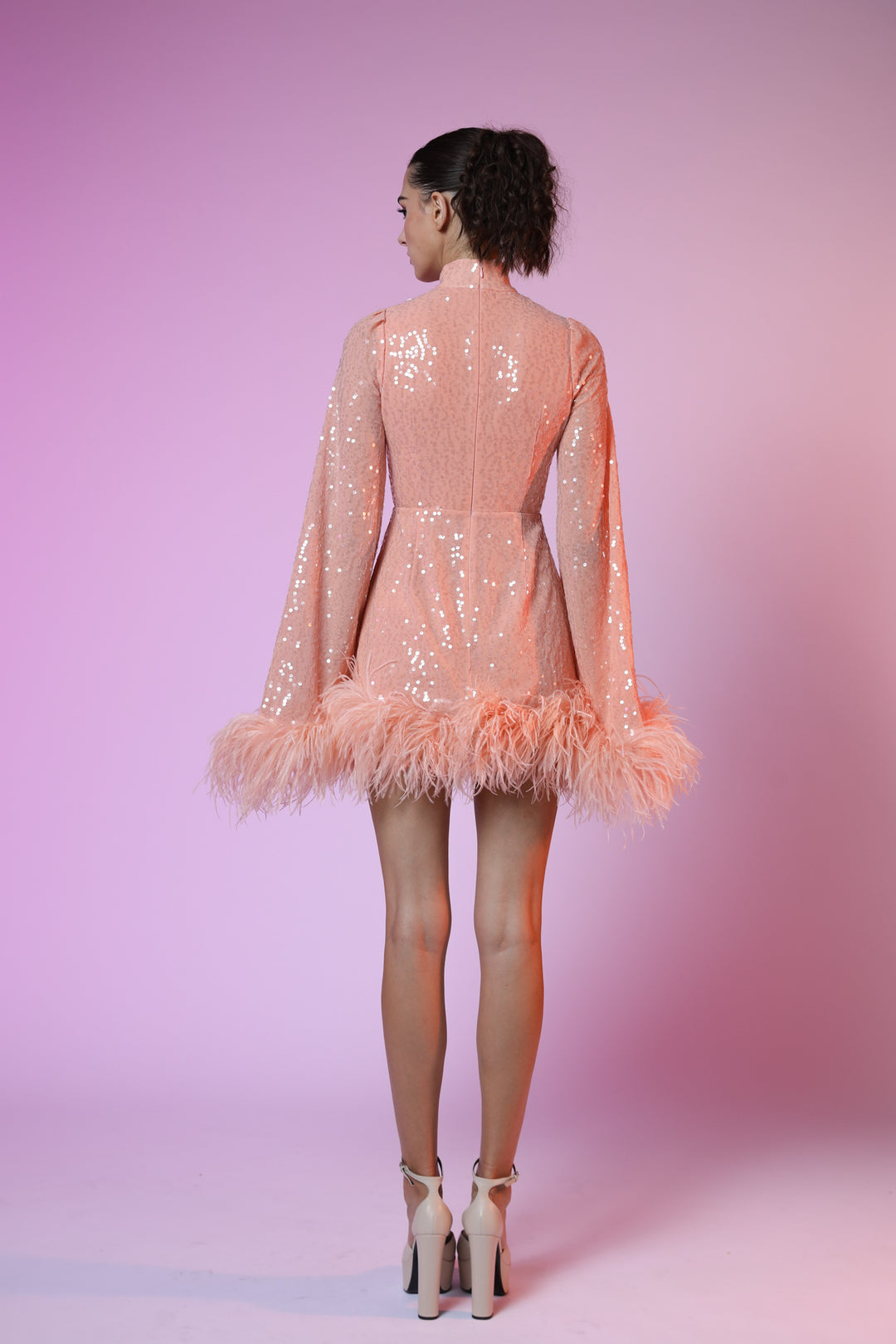 Bianca Mini Dress - SAU LEE #color_peach