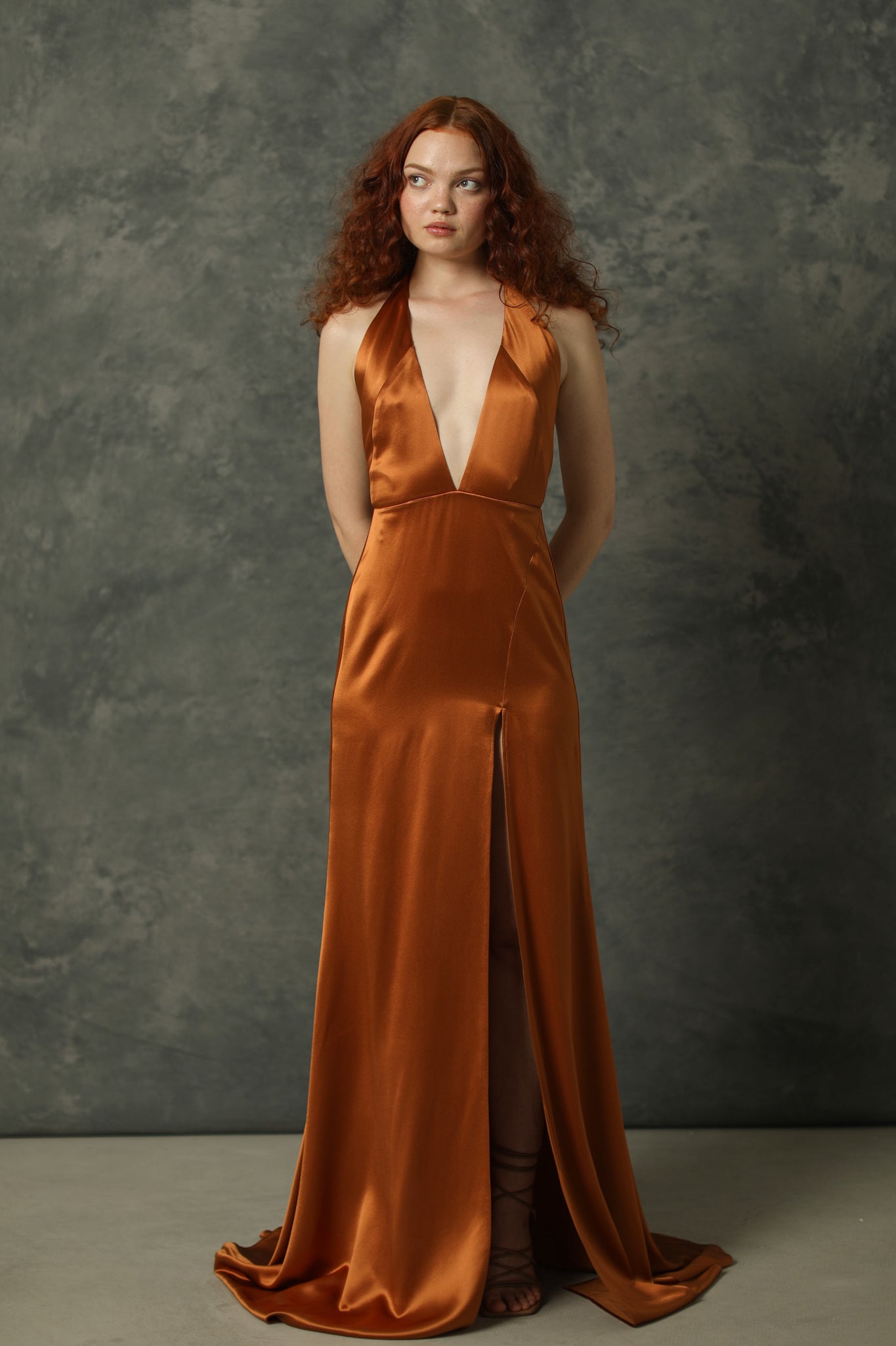 Huda Satin Gown - SAU LEE #color_copper