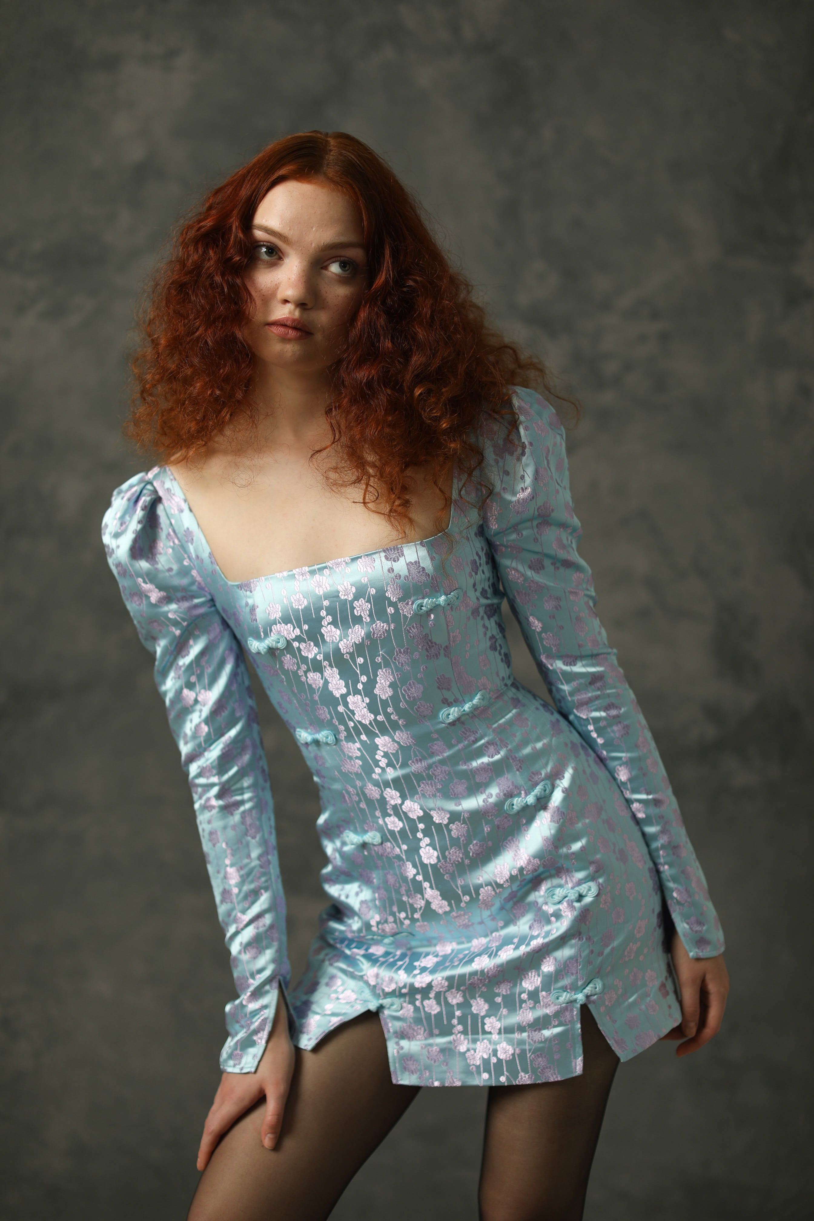 SAU LEE Jen Chinese Jacquard Mini Dress - Blue / 00