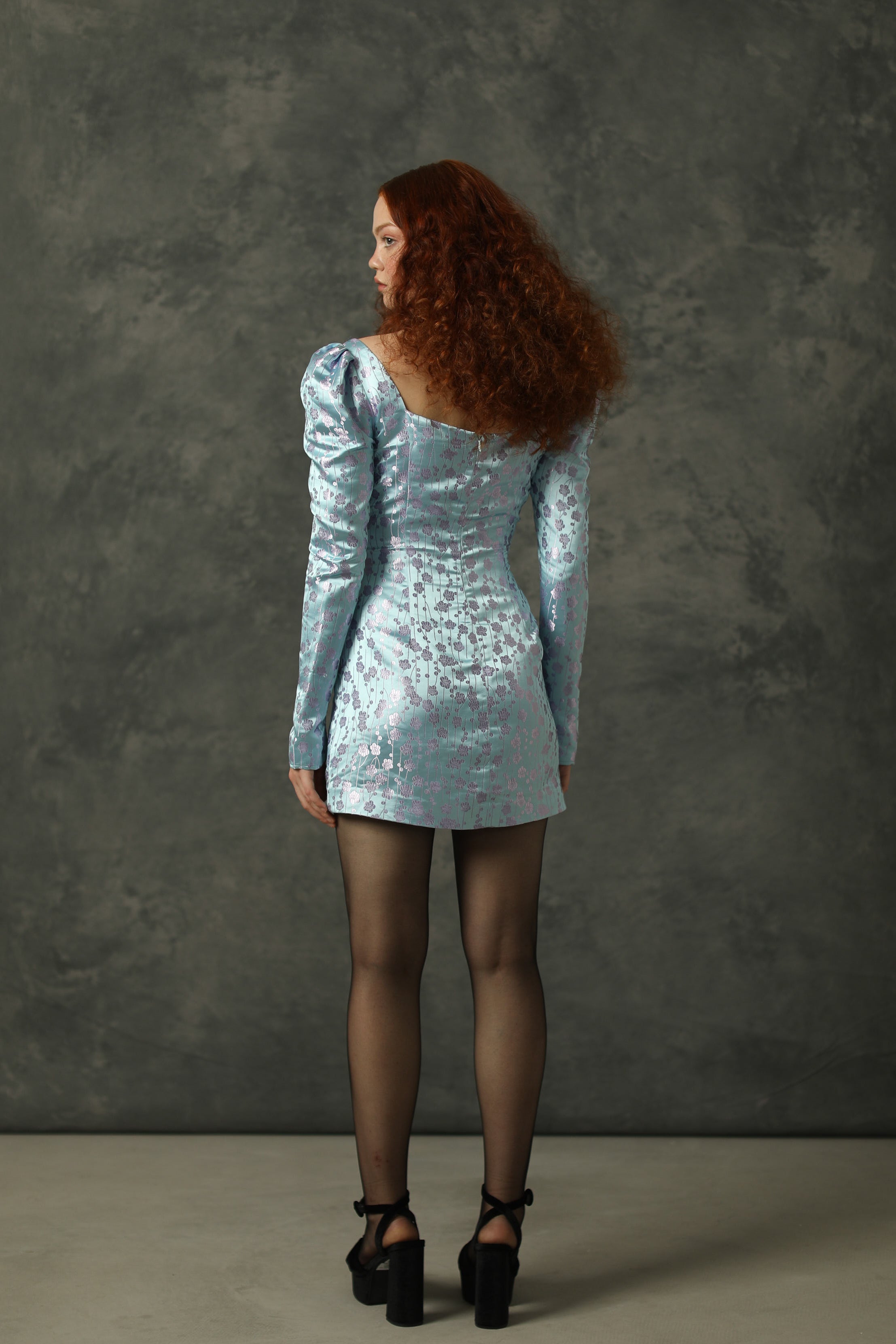 SAU LEE Jen Chinese Jacquard Mini Dress - Blue / 00