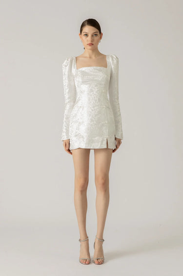 SAU LEE Jen Chinese Jacquard Mini Dress - White / 00