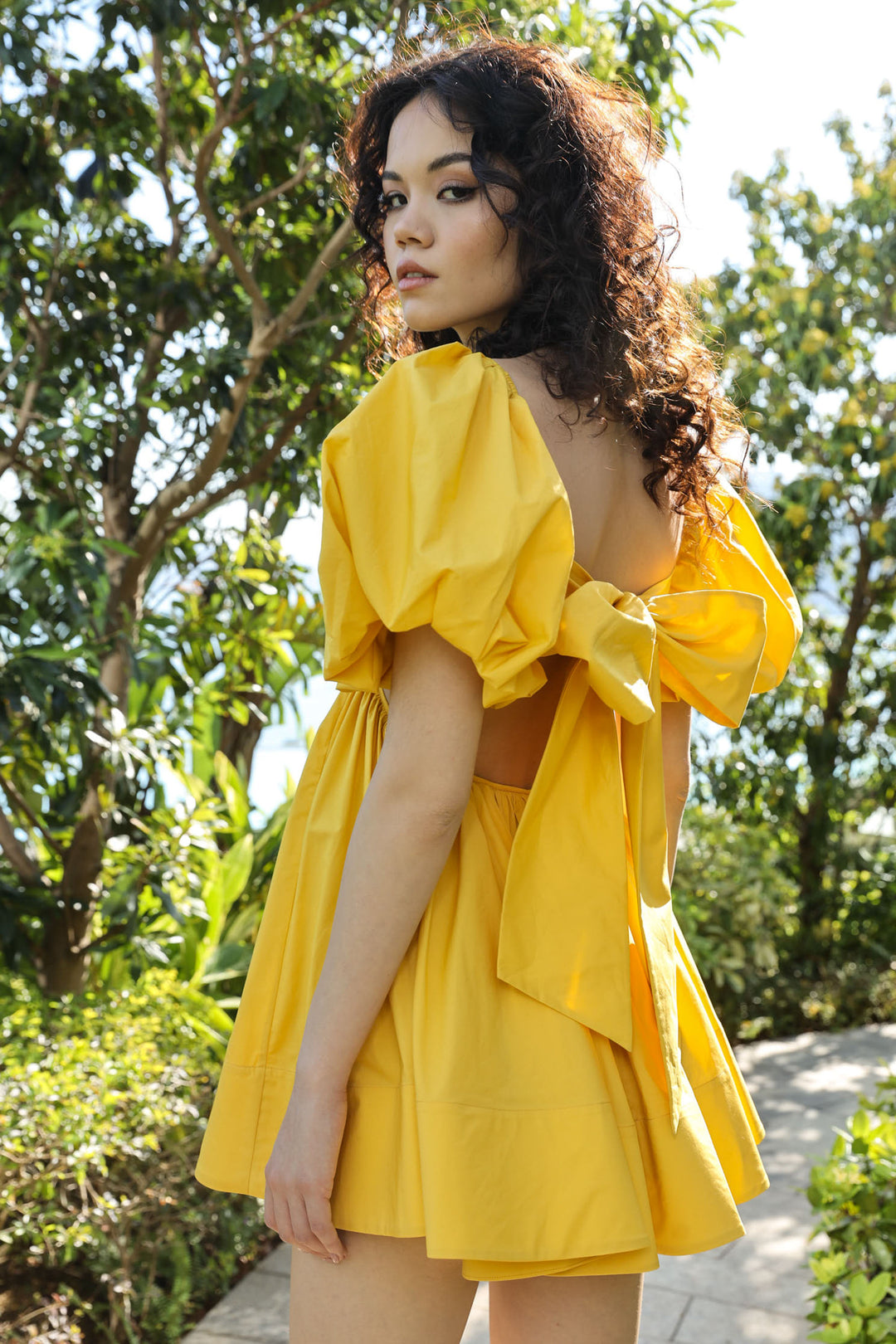Lola Cotton Mini Dress - Marigold - SAU LEE#color_marigold-yellow