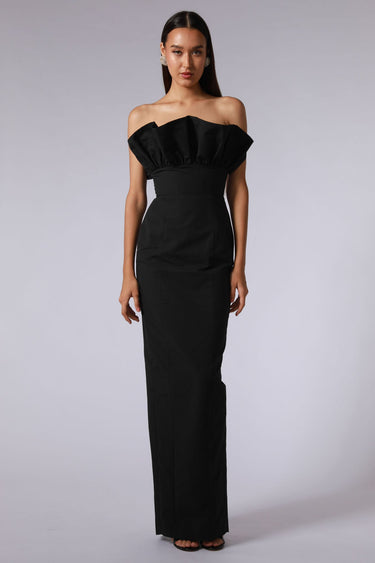 SAU LEE Noah Strapless Cotton Gown - Black / 00