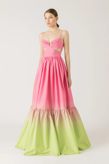 SAU LEE Nova Cut-out Gown - Pink Chartreuse Ombre / 00