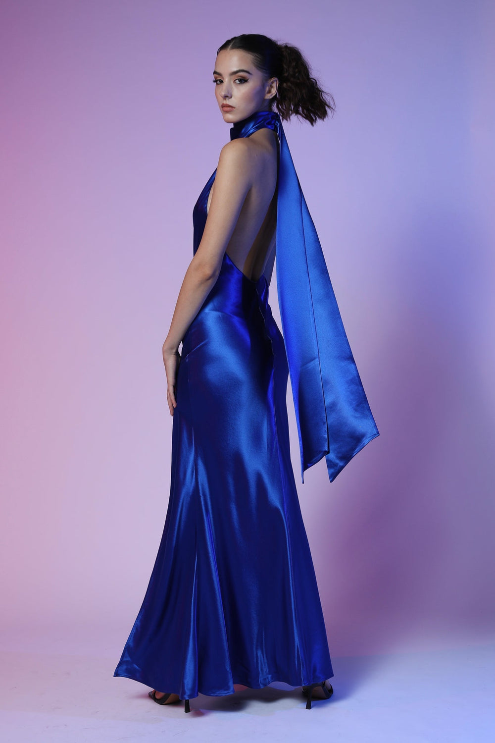 Penelope Satin Gown - Emerald - SAU LEE #color_egyptian-blue