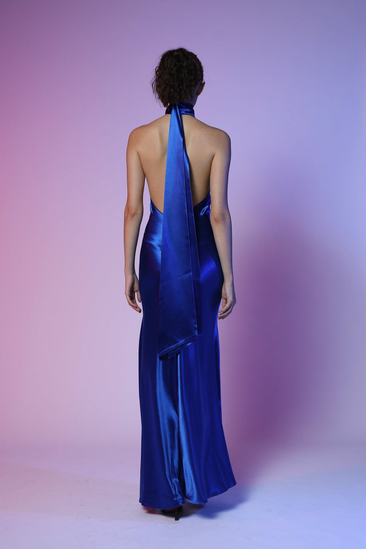 Penelope Satin Gown - Emerald - SAU LEE #color_egyptian-blue